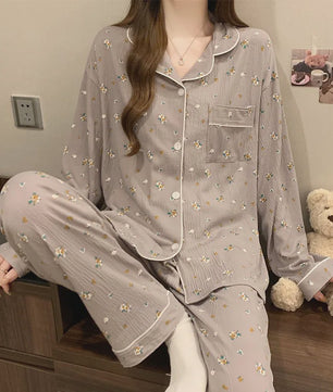 Dames Pyjama Set met Hartjesprint - Comfortabele Loungewear voor Lente & Herfst