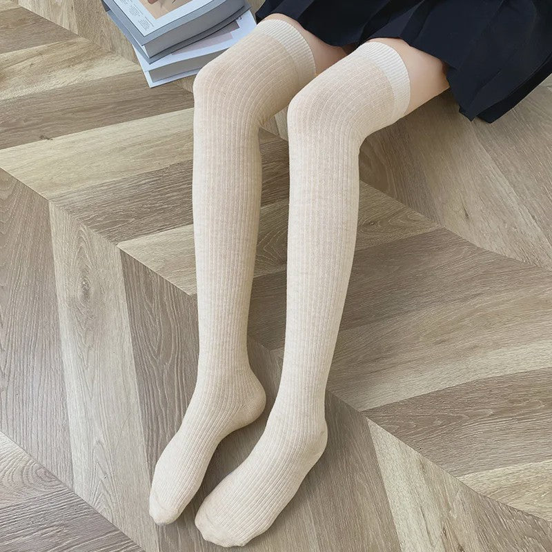 Dames Hoge Sokken Wol Blend - Ribgebreid, Warm & Zacht voor de Winter