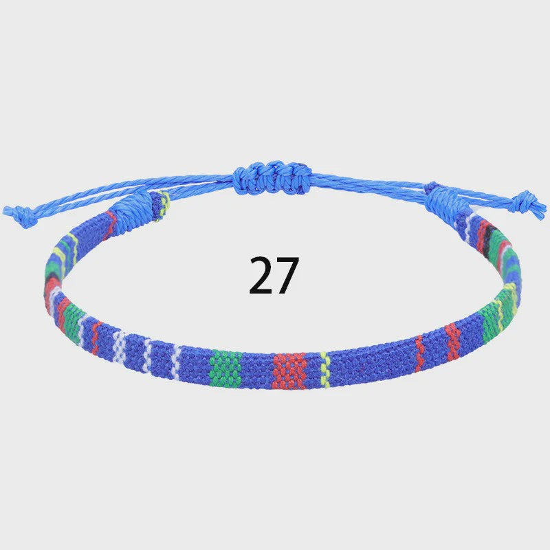 Handgemaakte Boho Anklet Armband - Geweven Stof, Verstelbaar, Beach & Ethnic Stijl