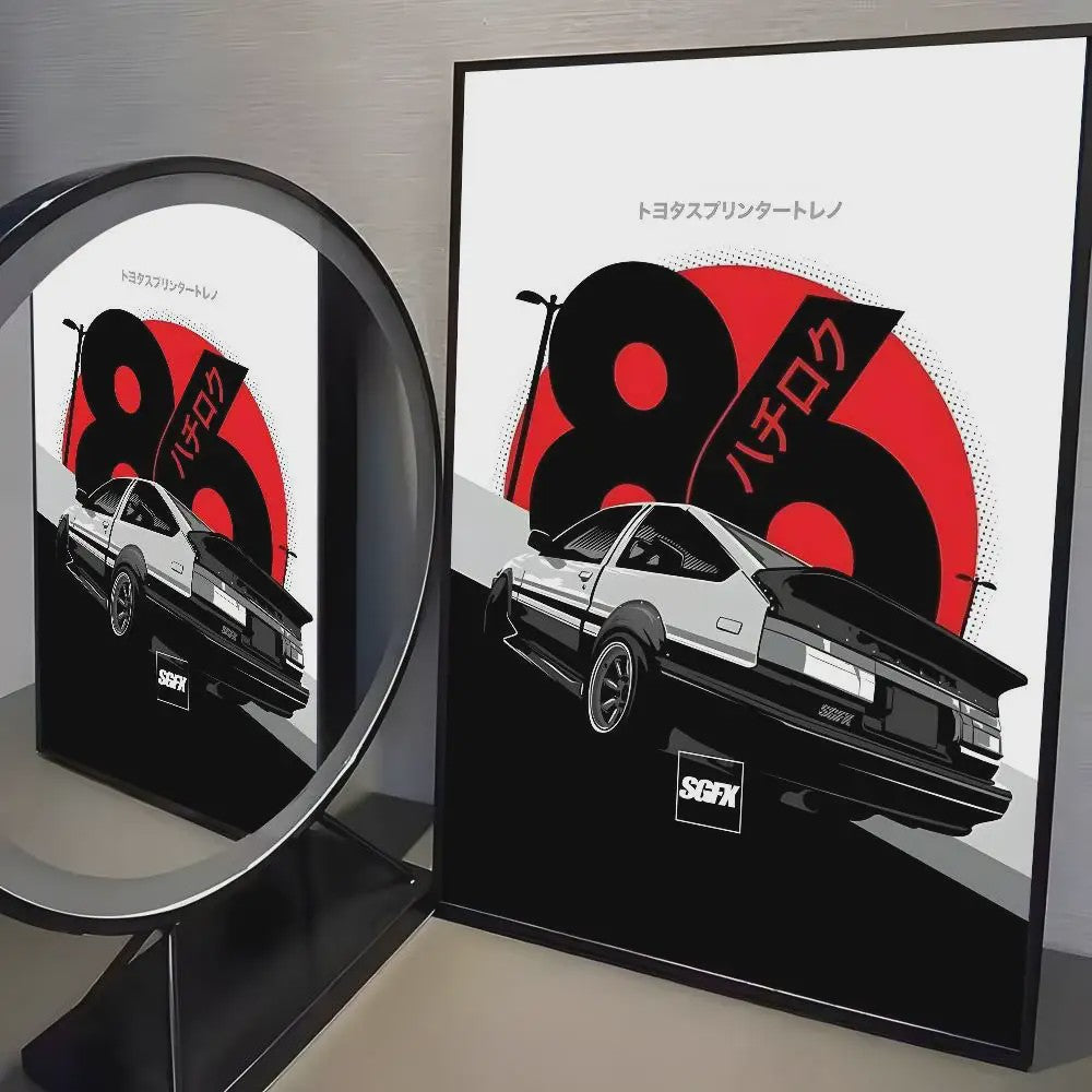 Initial D AE86 JDM Poster - Iconische Auto Kunst voor de Fan