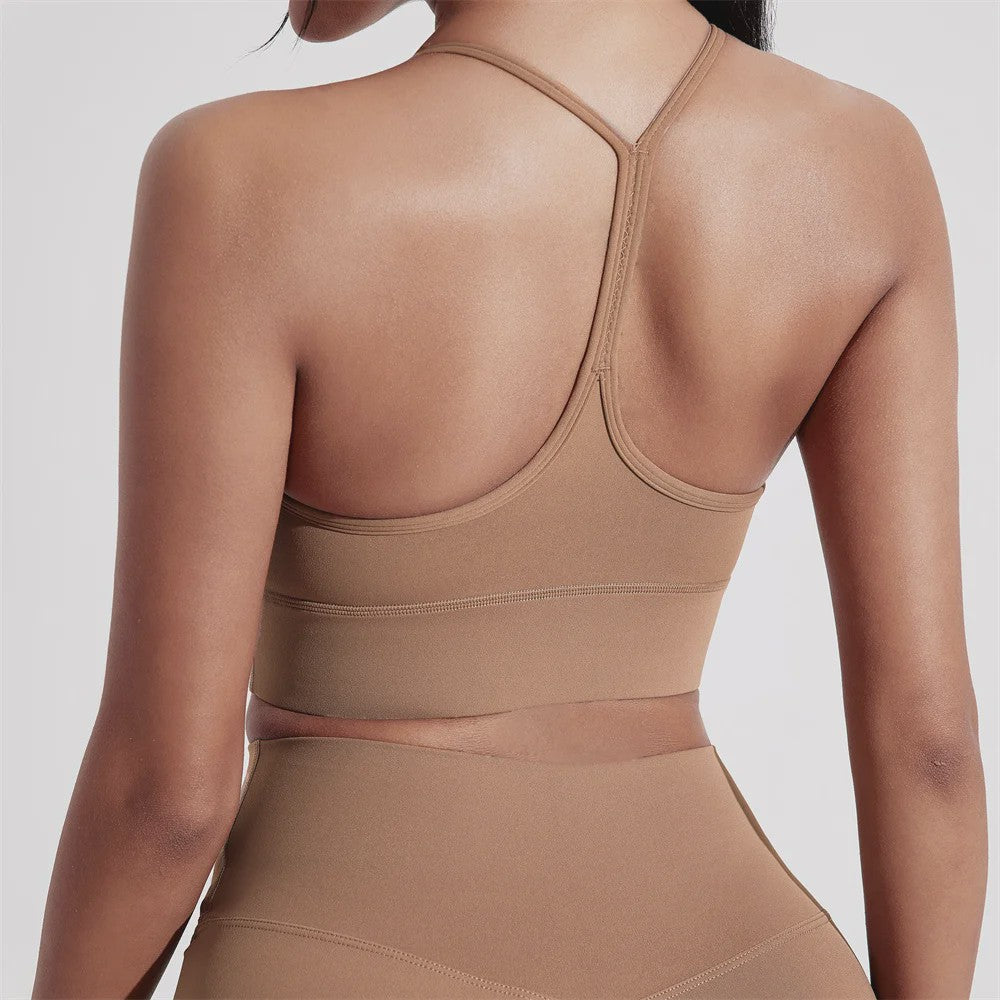 Sportieve Seamless BH Top met Y-Rug en Afneembare Pads - Comfortabel voor Yoga, Fitness & Training