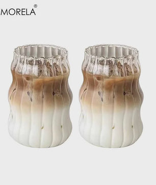 Set Glazen Tumblers met Verticale Ribbels - Hittebestendig Glas voor Koffie, Thee & Water
