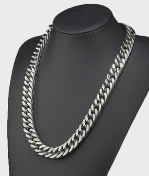 Zware Gepolijste RVS Curb Cuban Ketting - 10-17mm Breed - Waterdicht Sieraden voor Mannen & Jongens