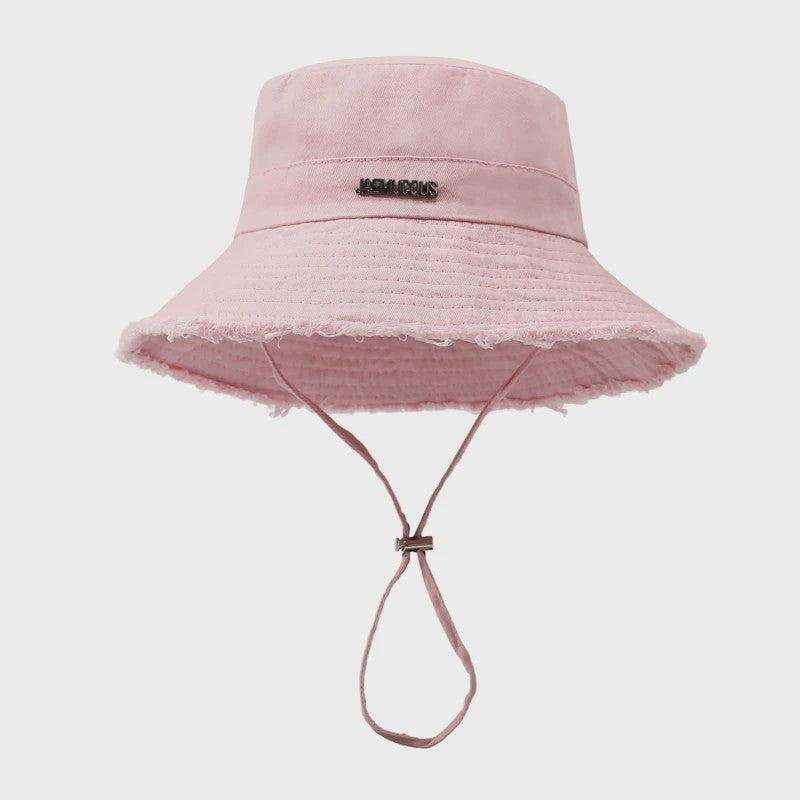Zomerse Denim Fisherman Hat met Grote Rand en Koord - UV Bescherming voor Dames & Heren