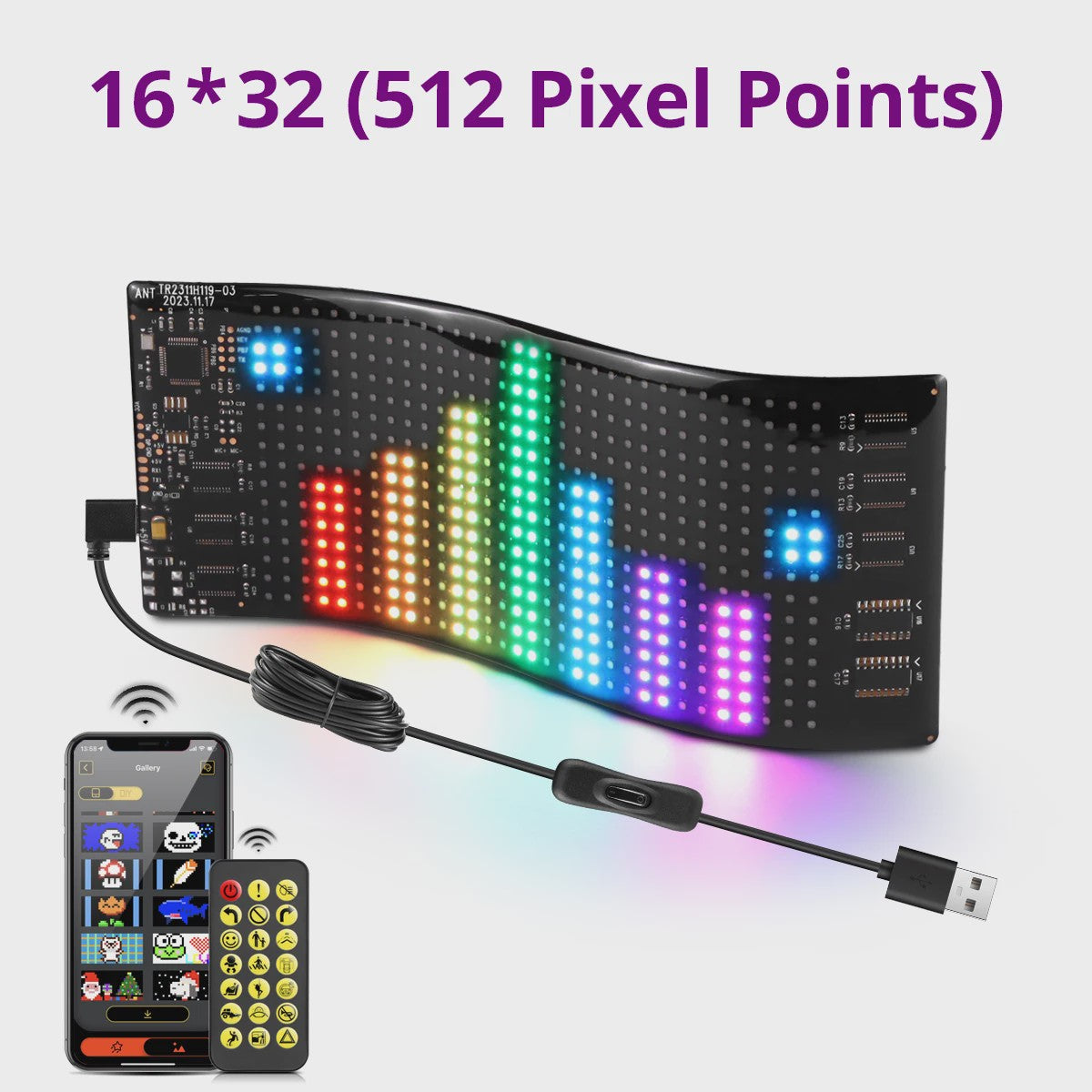 Flexibel 16x96 LED Matrix Pixel Paneel met Bluetooth App Controle - Programmeerbaar Verlichtingsbord
