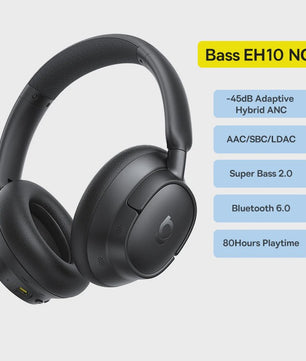 Baseus Bass EH10 NC Draadloze Koptelefoon - 45dB Noise Cancelling, 80 Uur Batterij, Bluetooth 6.0