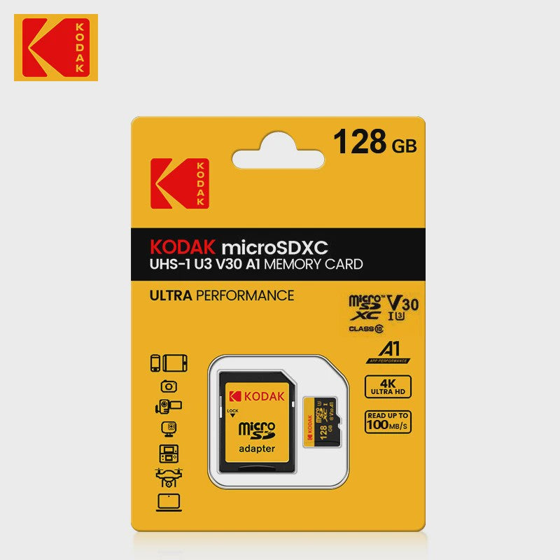 KODAK Micro SD Kaart 16GB - 256GB | Class 10 U3 4K | TF Kaart voor Drone & Telefoon