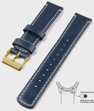 Top Grain Echt Lederen Horlogeband - 20mm/22mm Quick Release - Voor Heren, Dames & Samsung Galaxy Watch