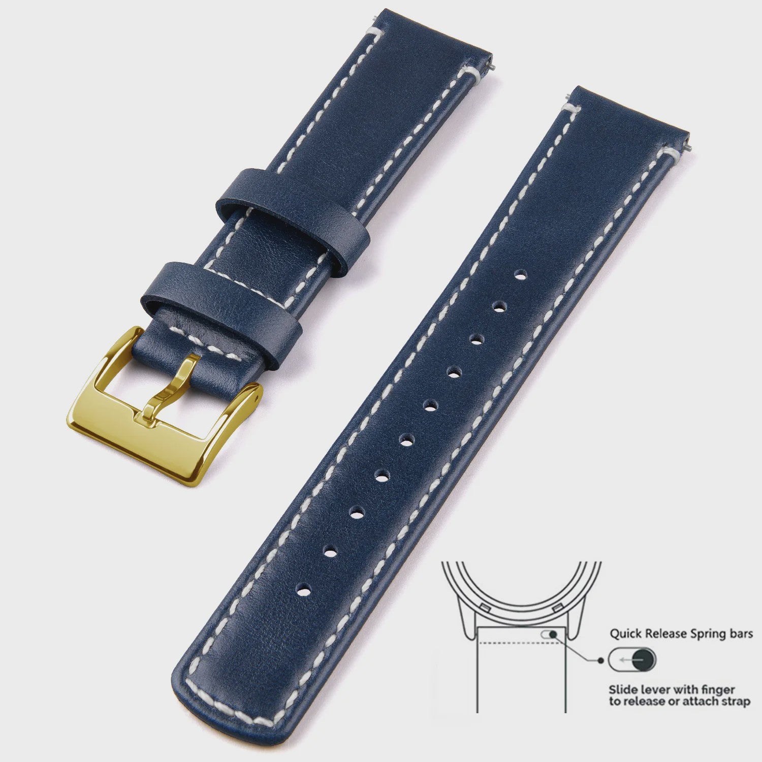 Top Grain Echt Lederen Horlogeband - 20mm/22mm Quick Release - Voor Heren, Dames & Samsung Galaxy Watch
