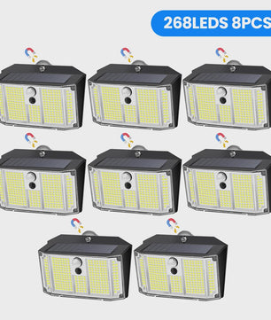 Magnetische Solar Wandlamp met Bewegingssensor - 268 LED, IP65 Waterdicht, 3 Modi
