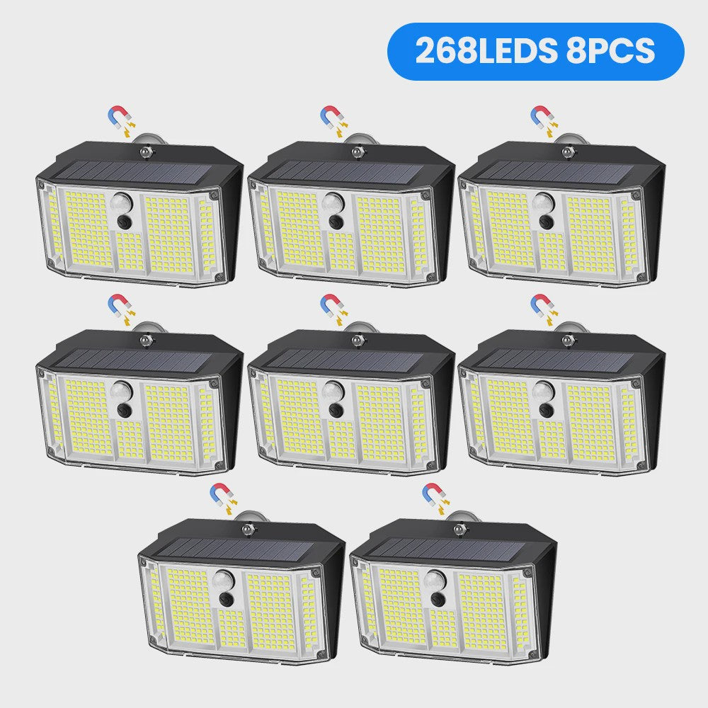 Magnetische Solar Wandlamp met Bewegingssensor - 268 LED, IP65 Waterdicht, 3 Modi