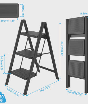 Opvouwbare Steekladder met Optionele Handgreep - 2/3/4 Treden, 250kg Belastbaar