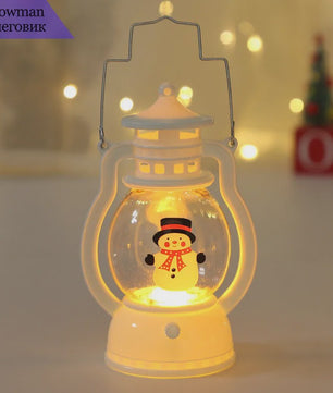 Draagbare LED Kerst Lantaarn met Kerstman & Sneeuwpop - Sfeervolle Binnen Decoratie op Batterijen
