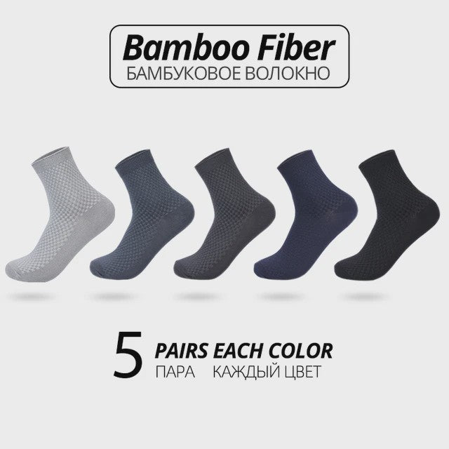 5 Paar Bamboevezel Herensokken - Comfortabel, Ademend & Zakelijk/Casual