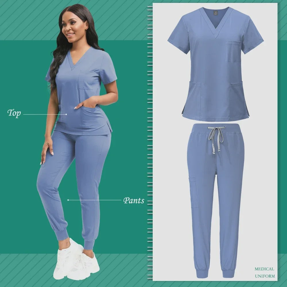 Comfortabele Dames Scrub Set - Medische Werkkleding Top & Broek