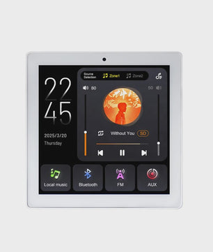 Slimme 2-Zone Wandversterker met Touchscreen: Bluetooth, AUX, TF & FM voor Thuisbioscoop