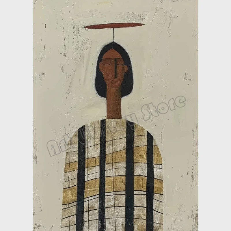 Abstract Afrikaanse Vrouwen Poster Canvas Schilderij - Etnisch Hedendaags Woondecoratie
