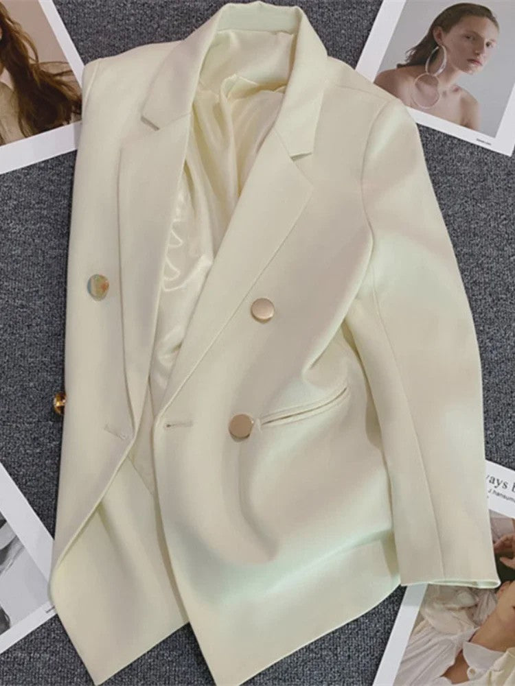 Dames Blazer Jas - Elegante Koreaanse Stijl - Dubbelzijdig Sluitend