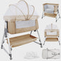 Baby Co-sleeper Wieg 2-in-1 met Wielen, 6 Hoogte-instellingen en Klamboe
