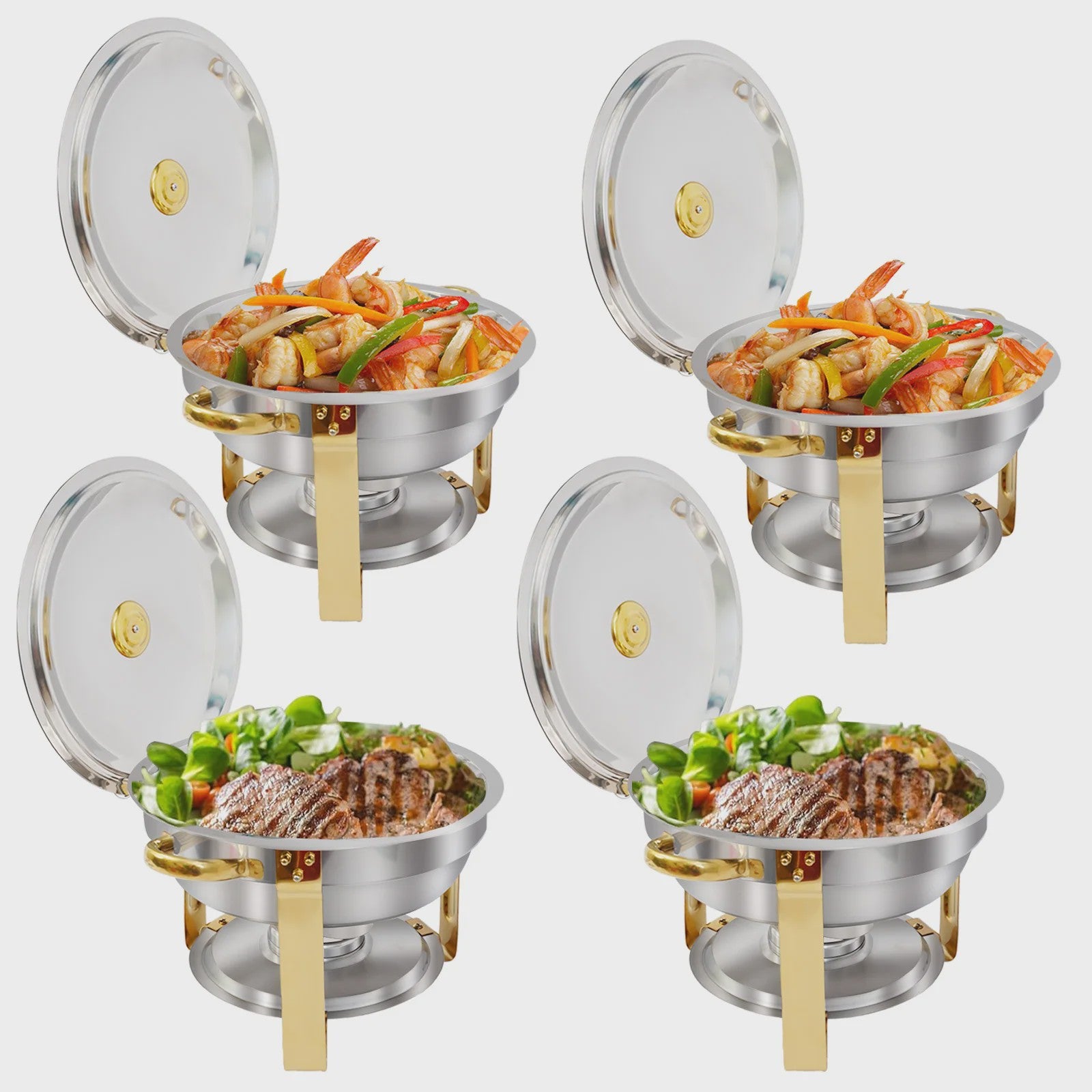 Chafing Dish Buffet Set RVS met Gouden Accent - 2 of 4 Stuks