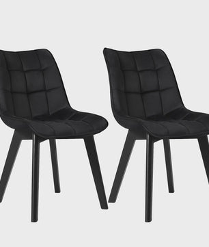 Set van 2 fluwelen eetkamerstoelen met rugleuning en houten poten - Comfortabel en stijlvol