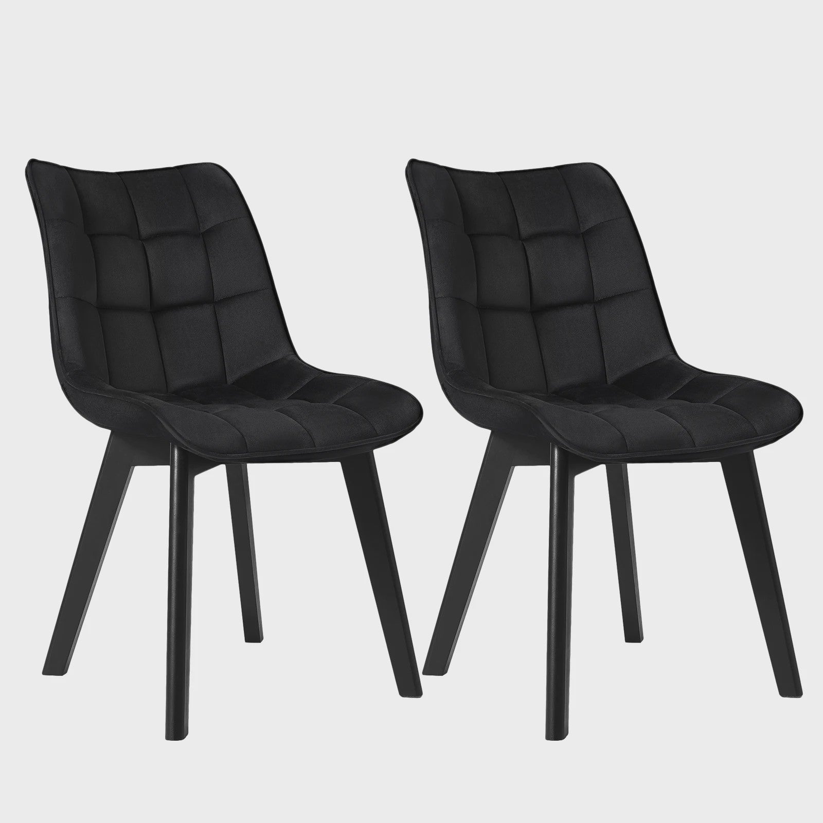 Set van 2 fluwelen eetkamerstoelen met rugleuning en houten poten - Comfortabel en stijlvol