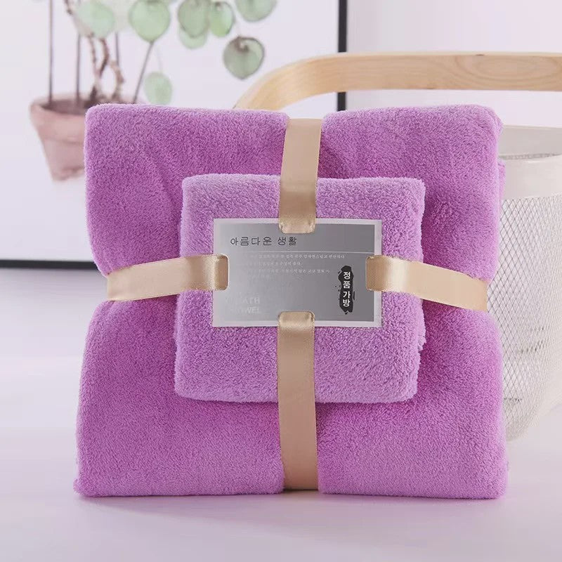 Luxe 2-delige Badhanddoeken Set - Super Zacht, Zeer Absorberend & Sneldrogend Koraalfluweel voor Volwassenen, Hotel & Spa