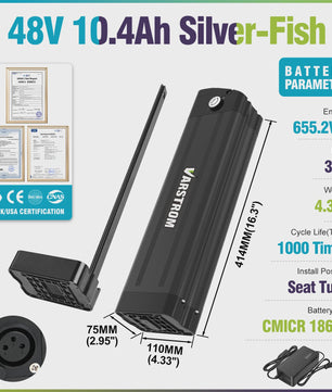 Varstrom E-bike Batterij 36V/48V/52V - Krachtige Lithium Accu met 40A BMS & Lange Levensduur
