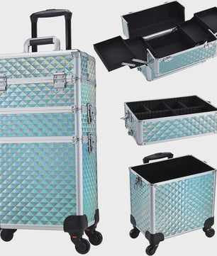 3-in-1 Make-up Trolley Koffer op Wielen - Verwijderbaar & Afsluitbaar - Professionele Make-up Case