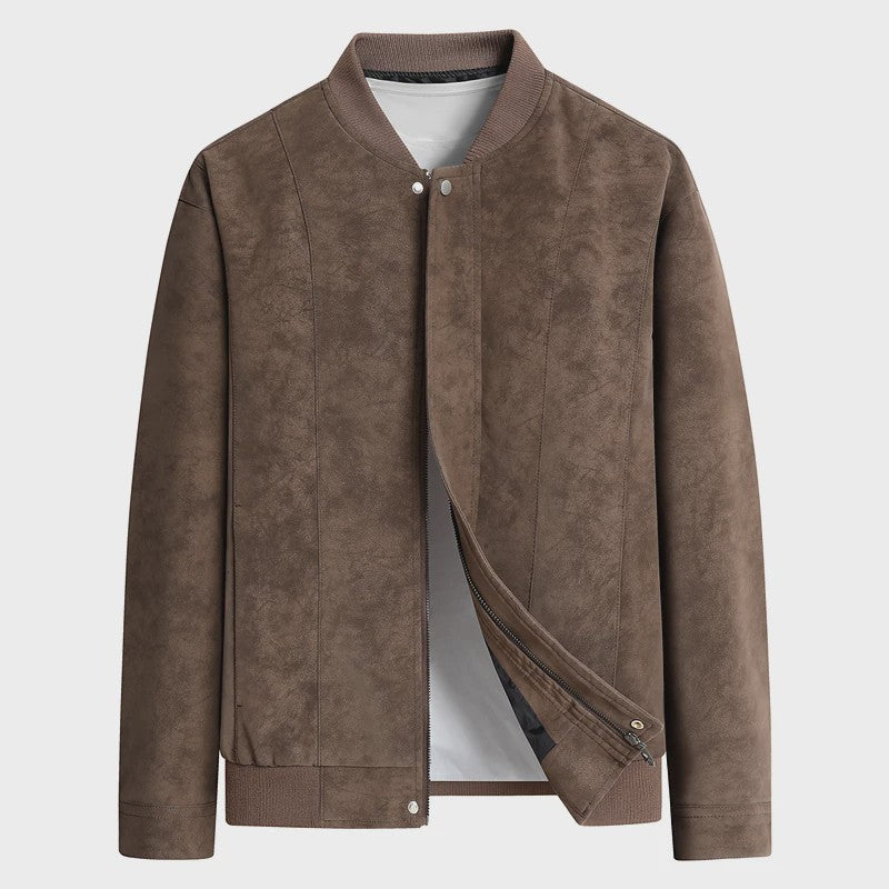 Herfst/Winter Heren Suède Bomberjack met Baseballkraag - Casual & Zakelijk