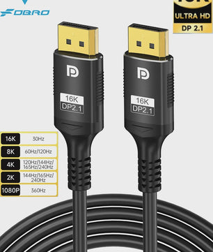 Displayport 2.1 Kabel - 16K Ultra HD, 8K 120Hz, 4K 240Hz, 80Gbps, HDR - Voor Gaming, Laptop, Monitor