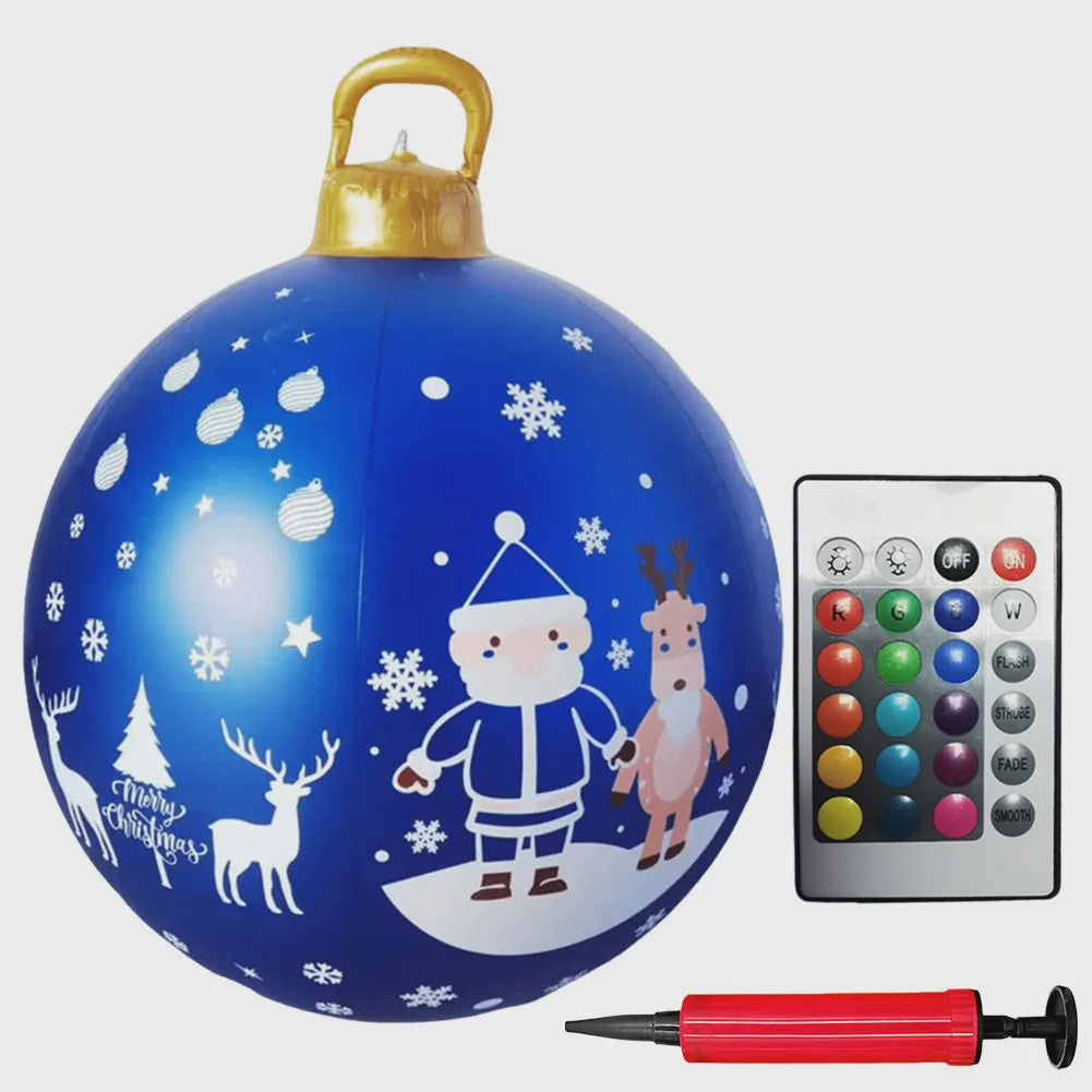 24 Inch Opblaasbare Kerstbal met LED Verlichting - XL Tuindecoratie