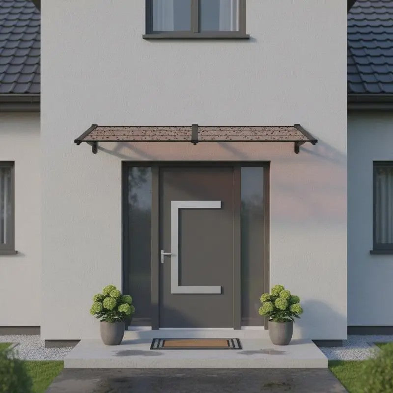 Polycarbonaat Deur Luifel met Aluminium & ABS Frame - Weerbestendig en Eenvoudig te Installeren