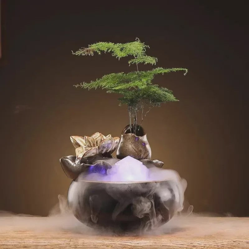 Keramische Fontein voor Katten en Huisdieren - Zen Decoratie met Waterval Effect