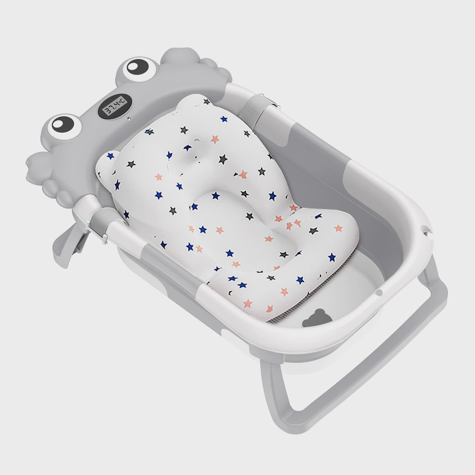 Opvouwbaar Babybadje met Thermometer & Antislip Kussen - Draagbaar voor Pasgeborenen