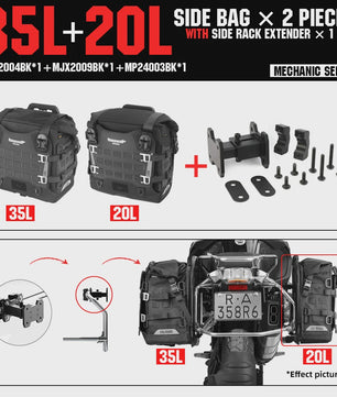 Rhinowalk Waterdichte Motor Zijkoffers 35L/20L Snelontgrendelbaar Pannier Systeem