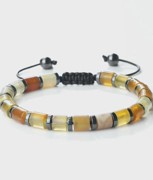 Blauwe Cilindervormige Agate Armband - Gevlochten Natuursteen Bangle voor Dames en Heren