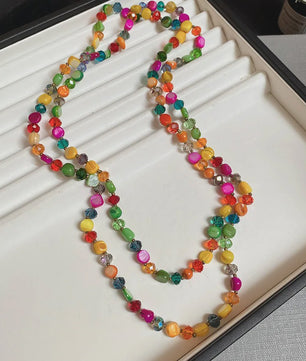 Luxe Dubbellaagse Schelp & Kristal Ketting - Bohemian Seaside Stijl