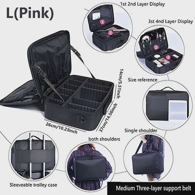 Professionele Make-up Koffer - Grote Capaciteit Reis Organizer voor Cosmetica & Beauty Tools
