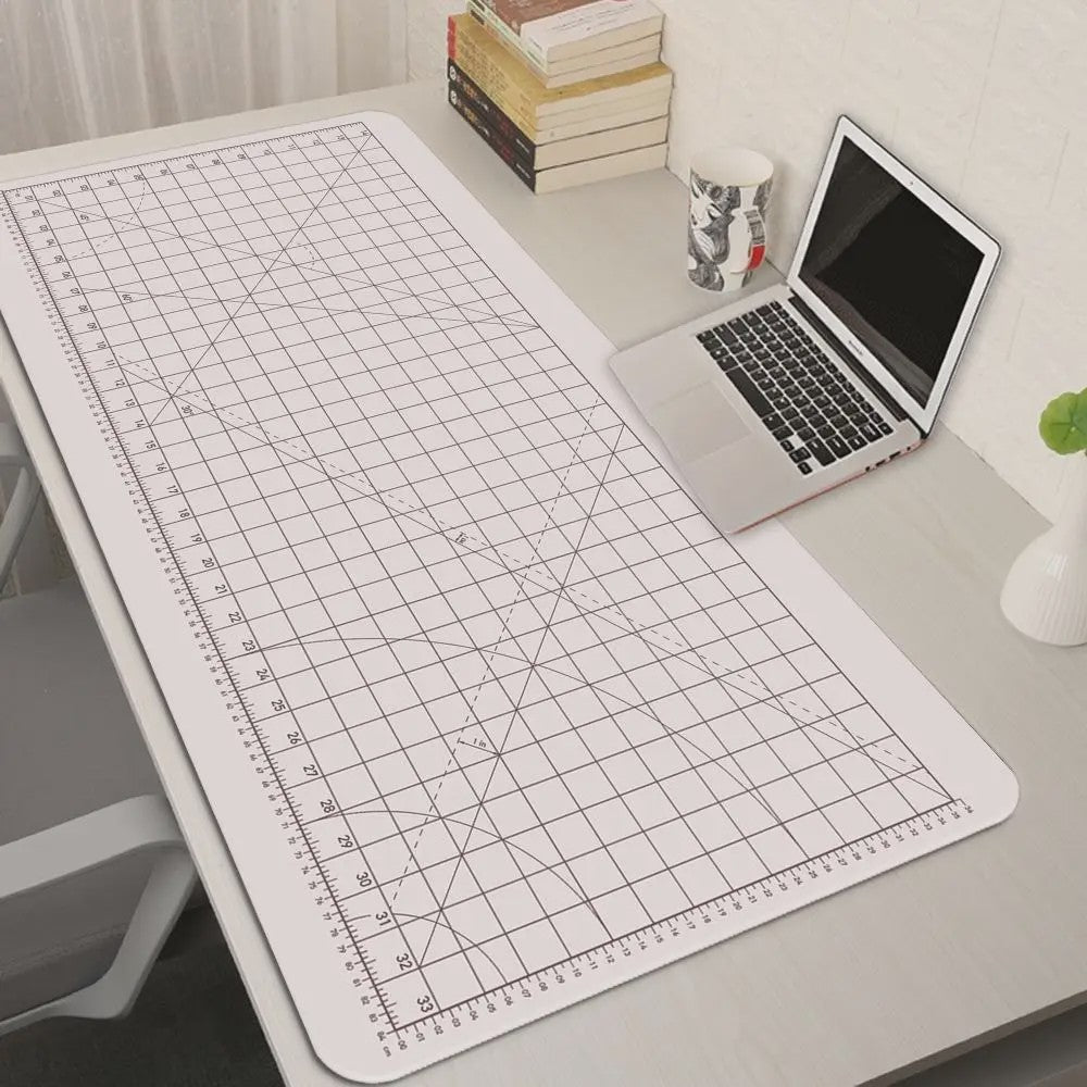 Cutting-Mat-white-on-black Mouse Pad Office Gaming Laptop Deskmat Anime Mousepad Gamer Keyboard Mouse Mat Computer Accessories