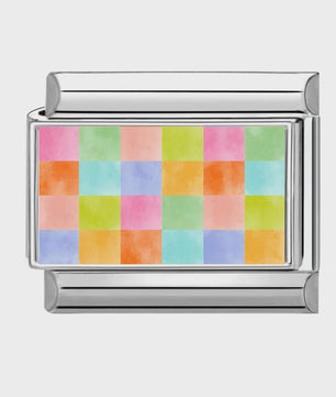 Modulaire RVS Bedel Links - Italiaanse Charm Collectie - Blue Series