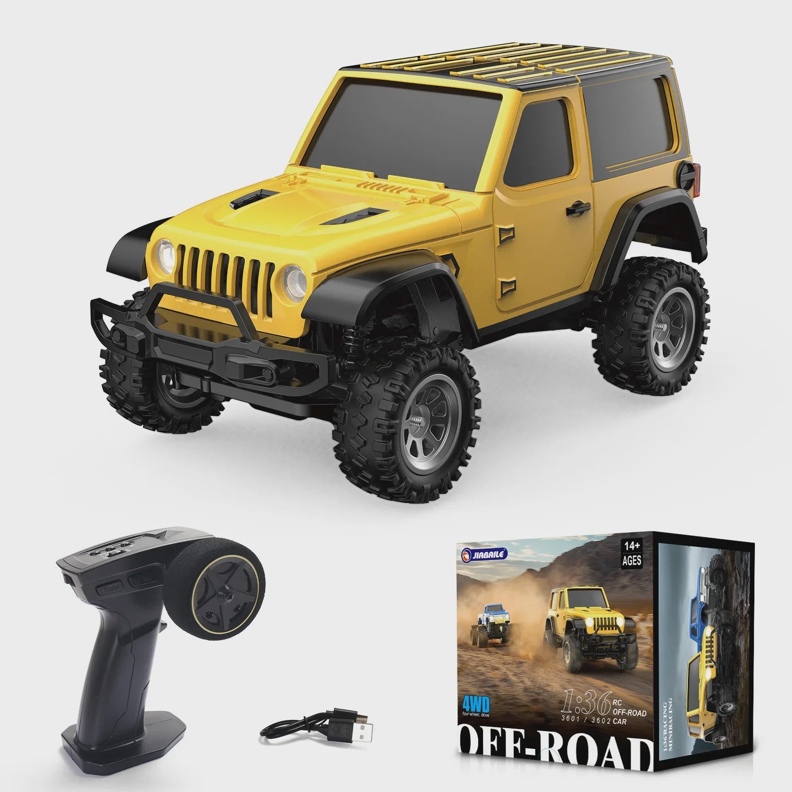 1:36 RC Crawler Off-Road Auto 4WD Elektrisch Afstandsbediening Voertuig met LED Verlichting - RTR