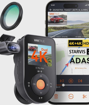 Vantrue S1 Pro Max Dual 4K Dashcam met ADAS, BSD, IP67 Waterdichte Camera en Spraakbesturing