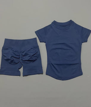 Seamless Sportset Dames: Yoga Top met Korte Mouw & Fitness Shorts