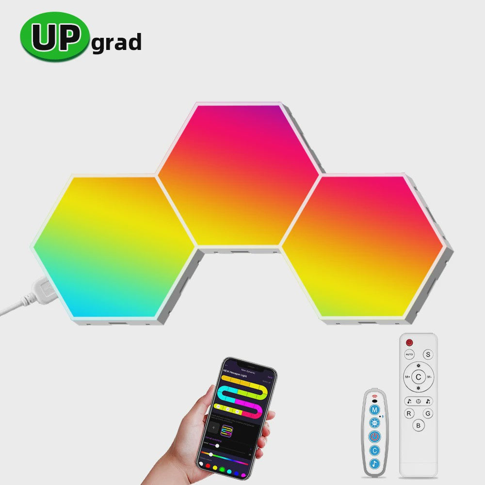 Modulaire Hexagon LED Wandlampen - RGB, Muziek Sync, App Bediening & USB