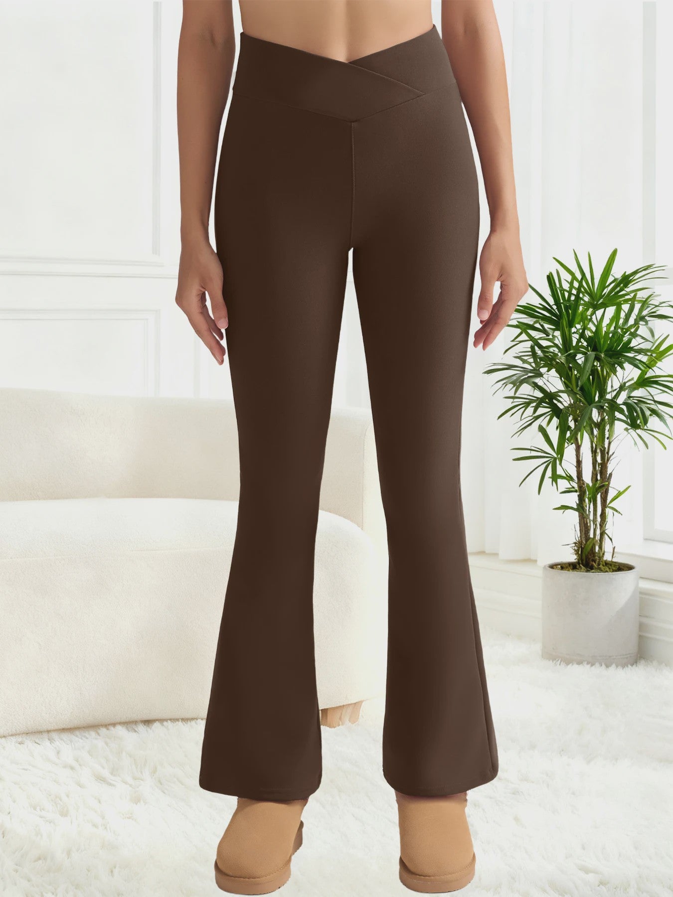 Dames Fleece Leggings - Hoge Taille, Thermo, Flared Model voor Winter & Casual
