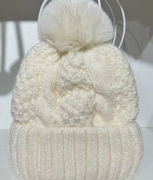Warme Gebreide Wintermuts met Pluche Pompom - Stijlvol & Veelzijdig
