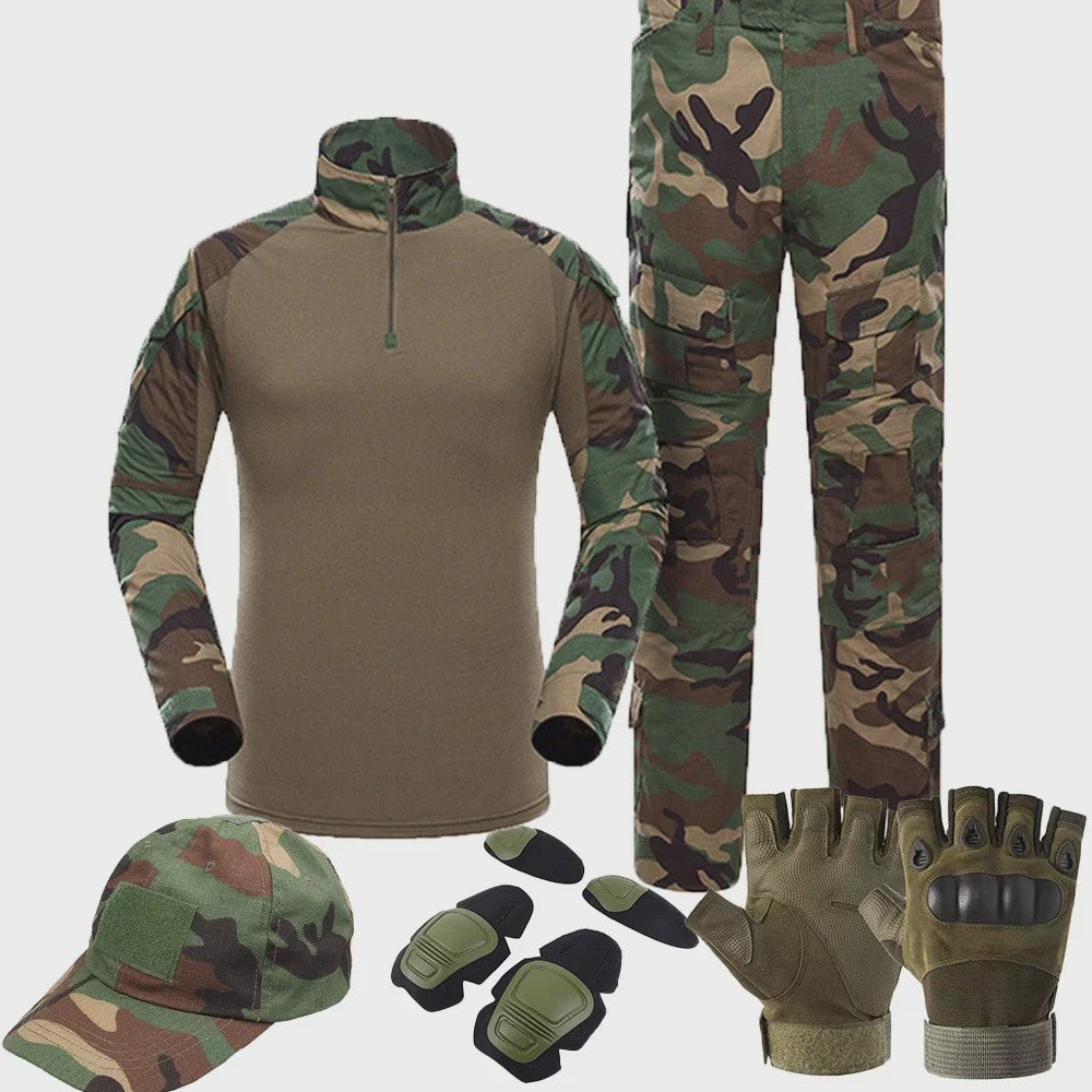 Tactisch Camouflage Uniform Set: Combat Shirt & Broek voor Outdoor, Airsoft, Jacht & Training