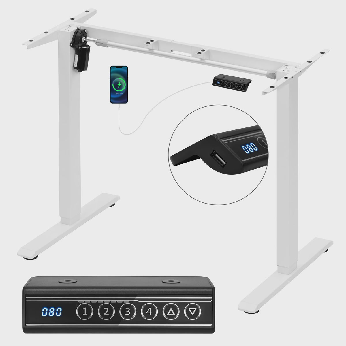 Elektrisch Verstelbaar Bureau Frame met Geheugenfunctie en USB-poort - Sta-bureau