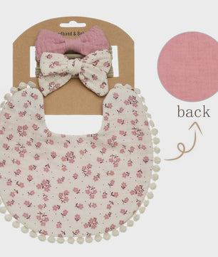 Babyset: 3x Babyluiers met Strik Haarbandjes - Bloemenprint & Pompons